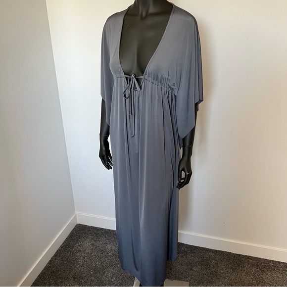 COLDESINA Gray Maxi Gown with Kimono Sleeves Kaftan | O/S - Picture 3 of 7